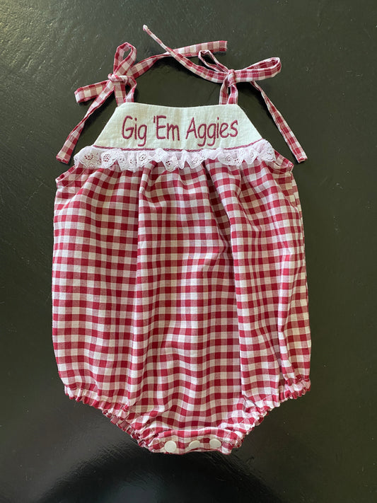 Texas Aggies Gingham Bubble Outfit