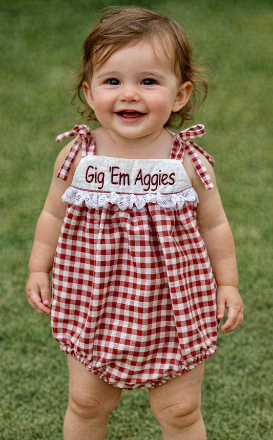 Texas Aggies Gingham Bubble Outfit
