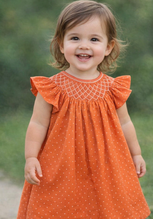 University of Texas Hand-Smocked Bishop Dress for Girls