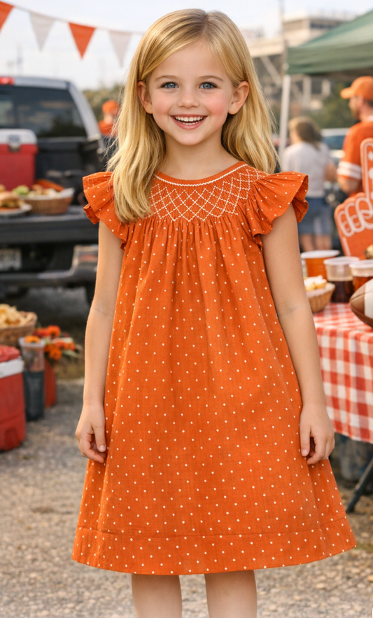 University of Texas Hand-Smocked Bishop Dress for Girls